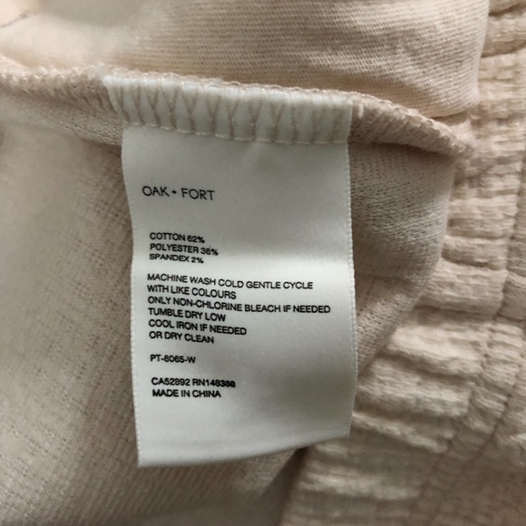 OAK + FORT Oversized Co-Ord Set Button Shirt Textured Cream Color Women's Medium - Picture 6 of 16